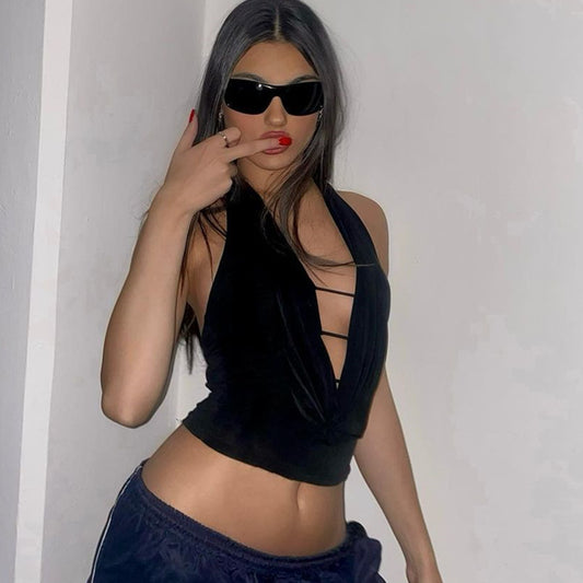 Summer Street Trend Sexy Backless Deep Tops