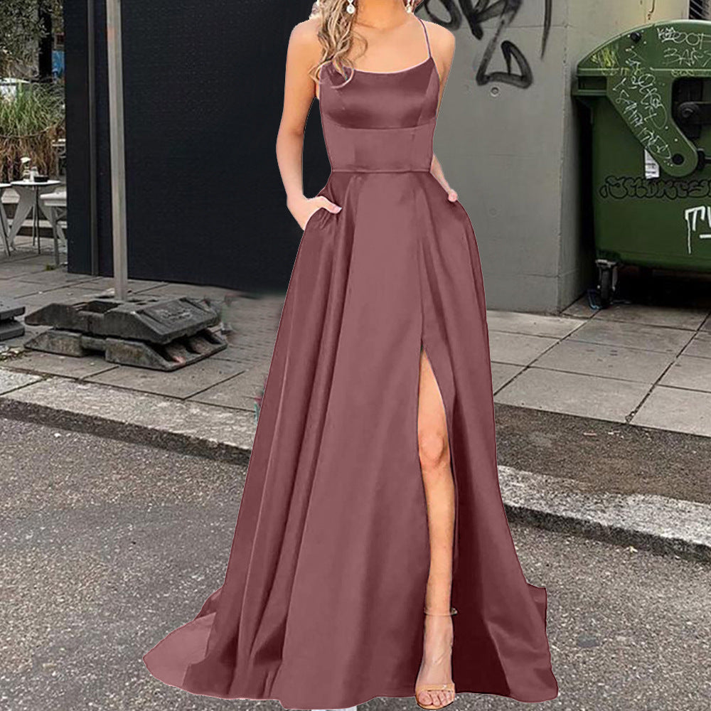Bridesmaid Dress Long Slimming Shoulder Hollow Girlfriends Evening Dresses