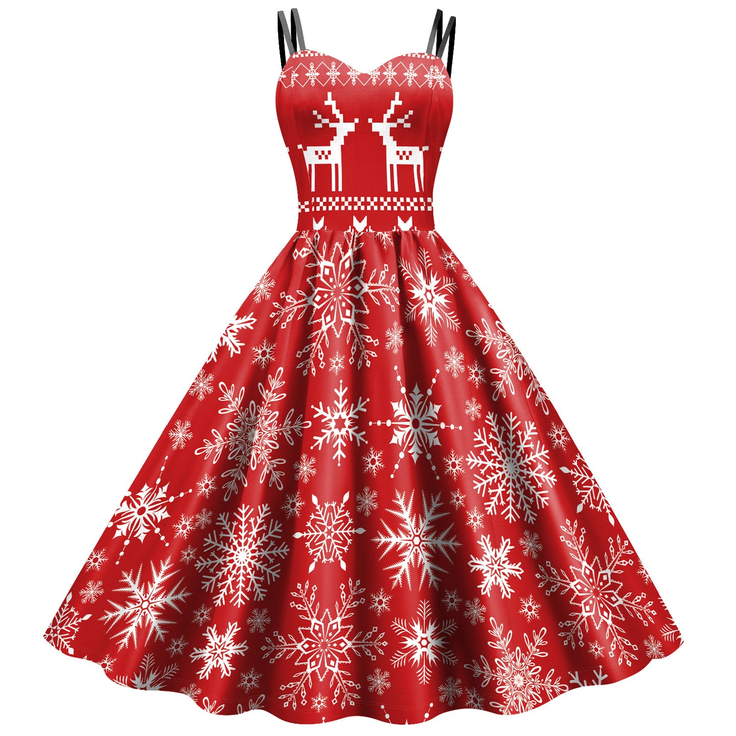 Women's Christmas Snowflake Digital Printing Sling Casual Skirts