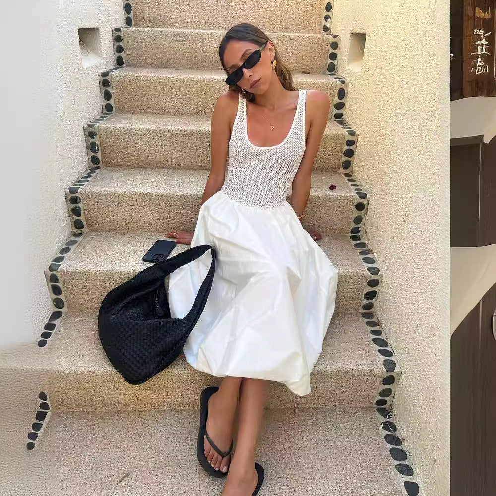 Sweet Stitching Fake Two-piece Slim Temperament Dresses
