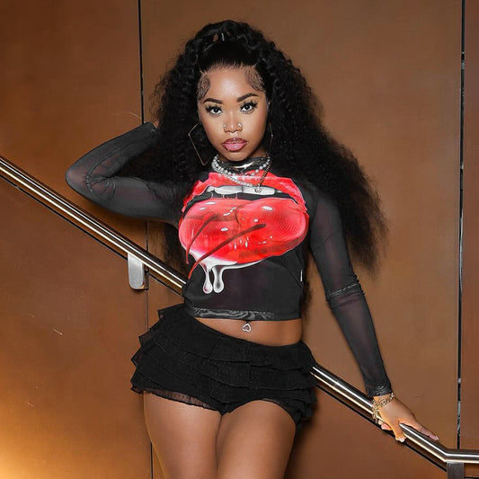 Women's Street Fashion Print Round Neck Long Sleeves Blouses