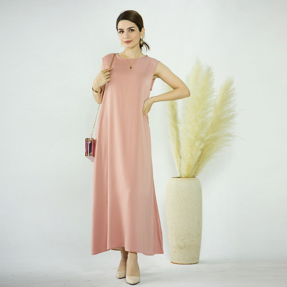 Stylish Turkish Solid Color Bottoming Dress Dresses