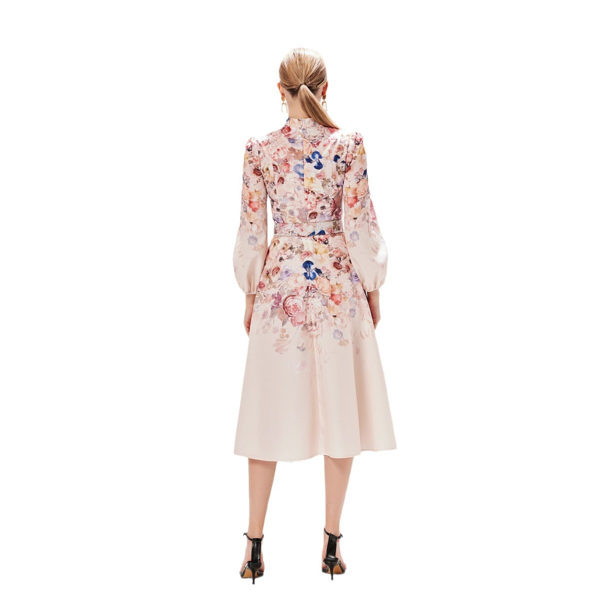 Women's Collar Single-breasted Positioning Printed Dress Pocket Temperament Dresses