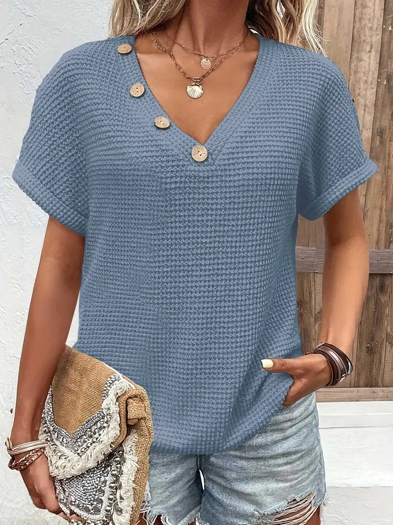 Women's Knitted T-shirt Fashion Clinch Sleeve Blouses