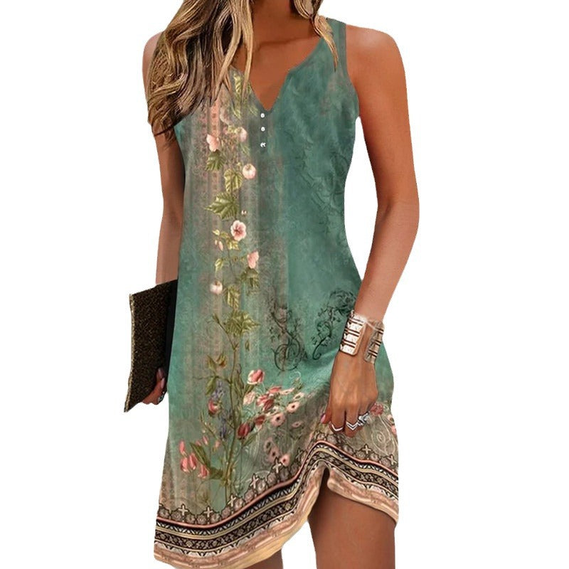 Women's Dress Fashion Slimming Printed Long Dresses