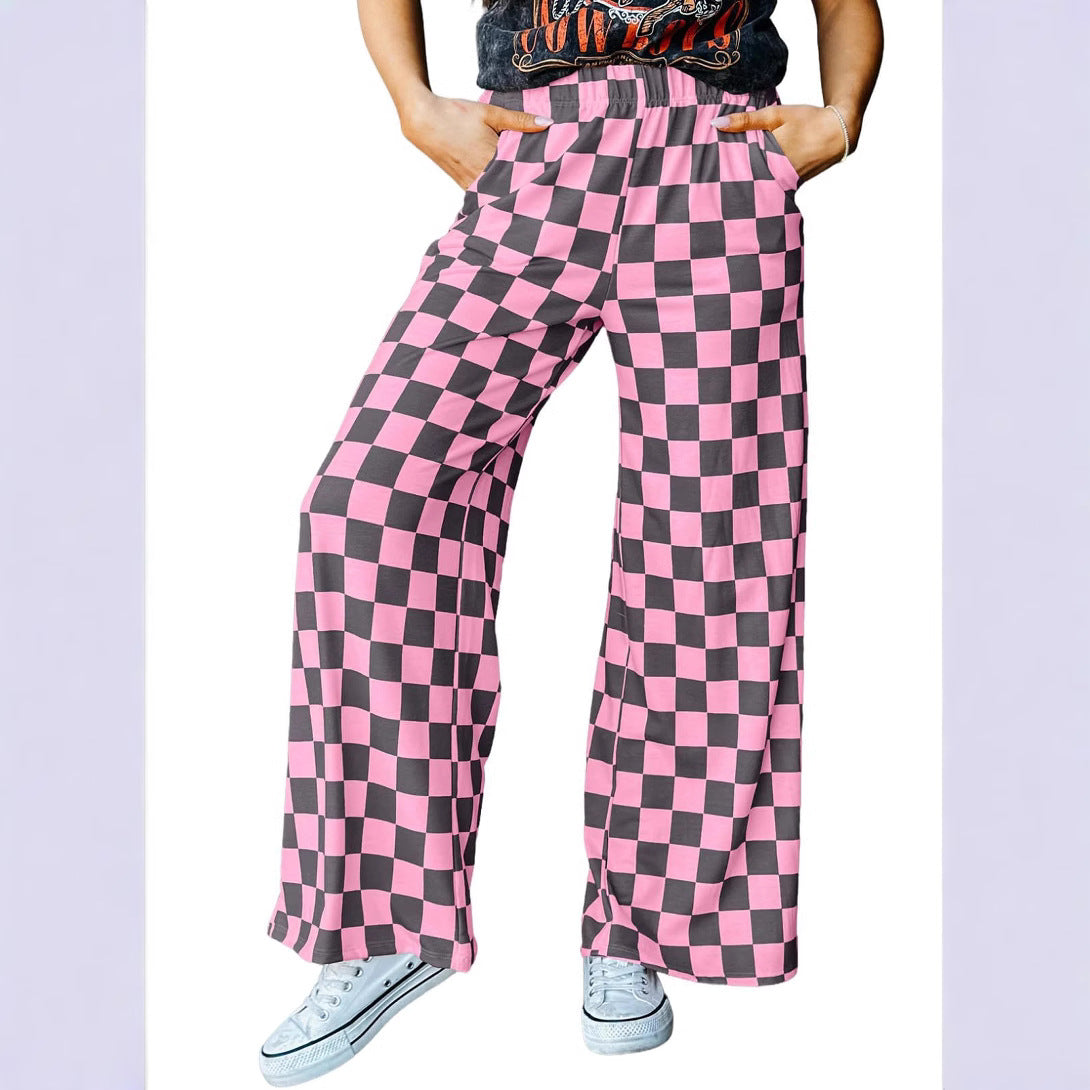 Women's Printed Loose Elastic Waist With Pocket Pants