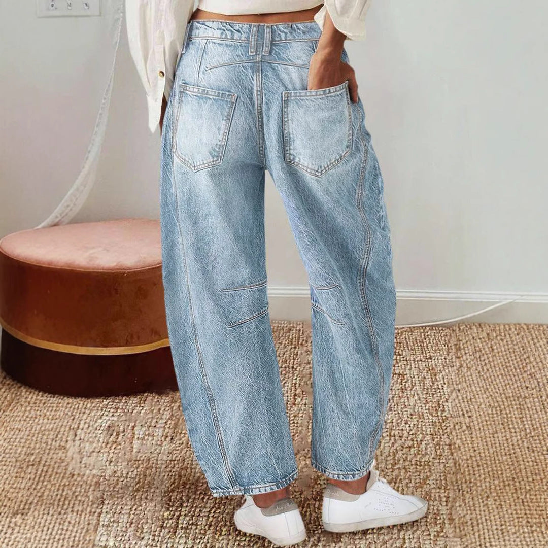 Women's Retro Banana Loose Machete Trousers Wide Jeans