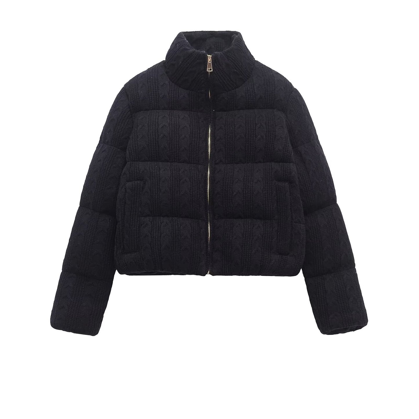 Collar Windproof Warm White Knitted Fabric Thick Clothing
