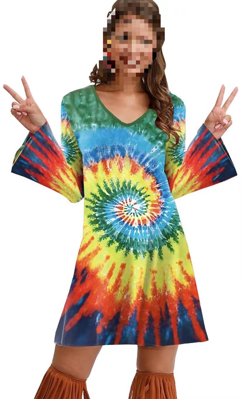 Slouchy Casual Hippies Disco Dress Halloween Blouses