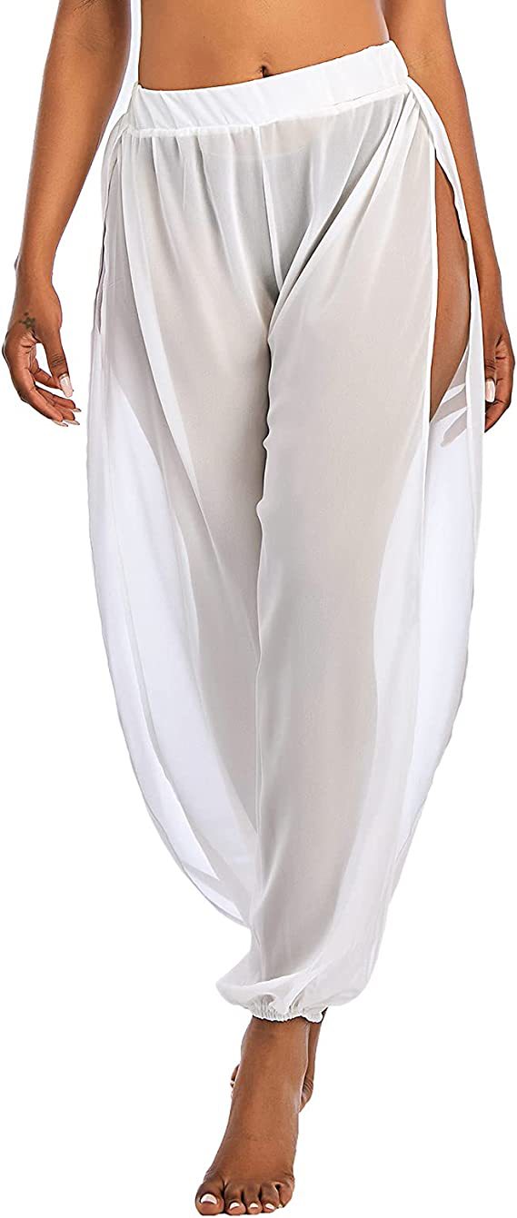 Summer Chiffon Split Seaside Beach Trousers Blouses