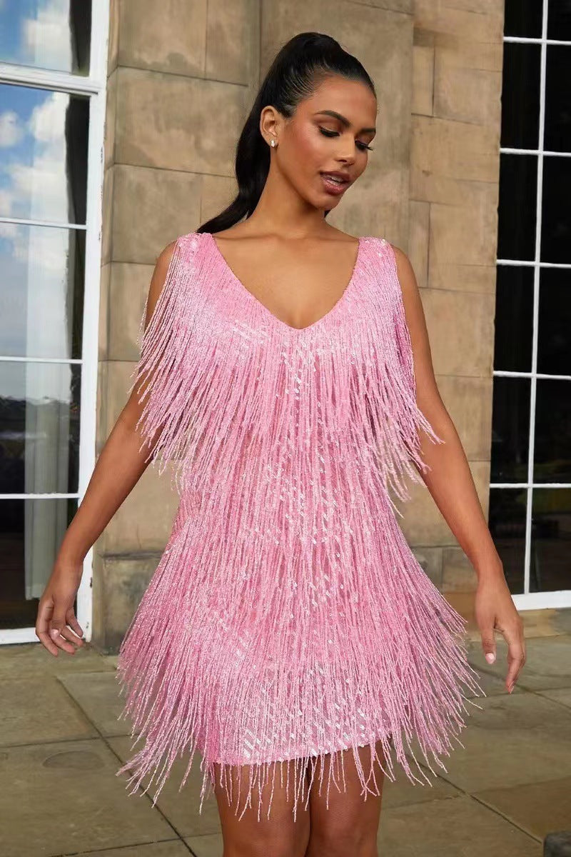Women's Elegant Sexy Deep V Camisole Gown Dresses