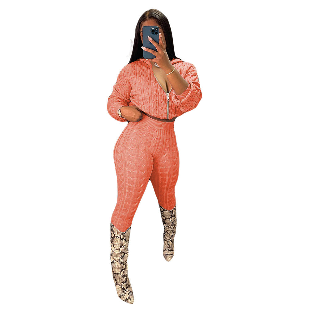 Innovative Women's Personality Zipper Set Two-piece Fashion Casual Suit