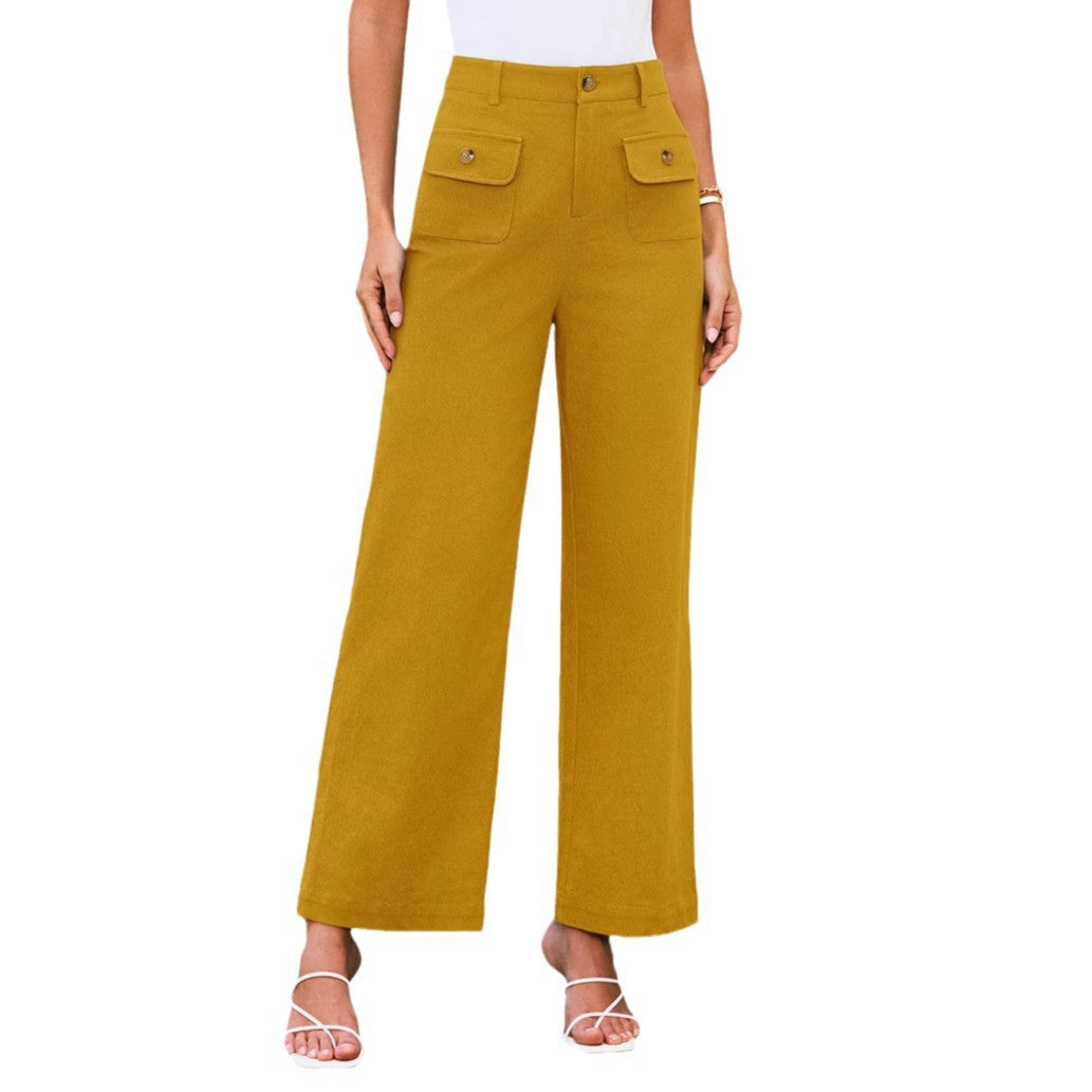 Women's Wide Leg Stretch Trousers Formal Wear Business Pants