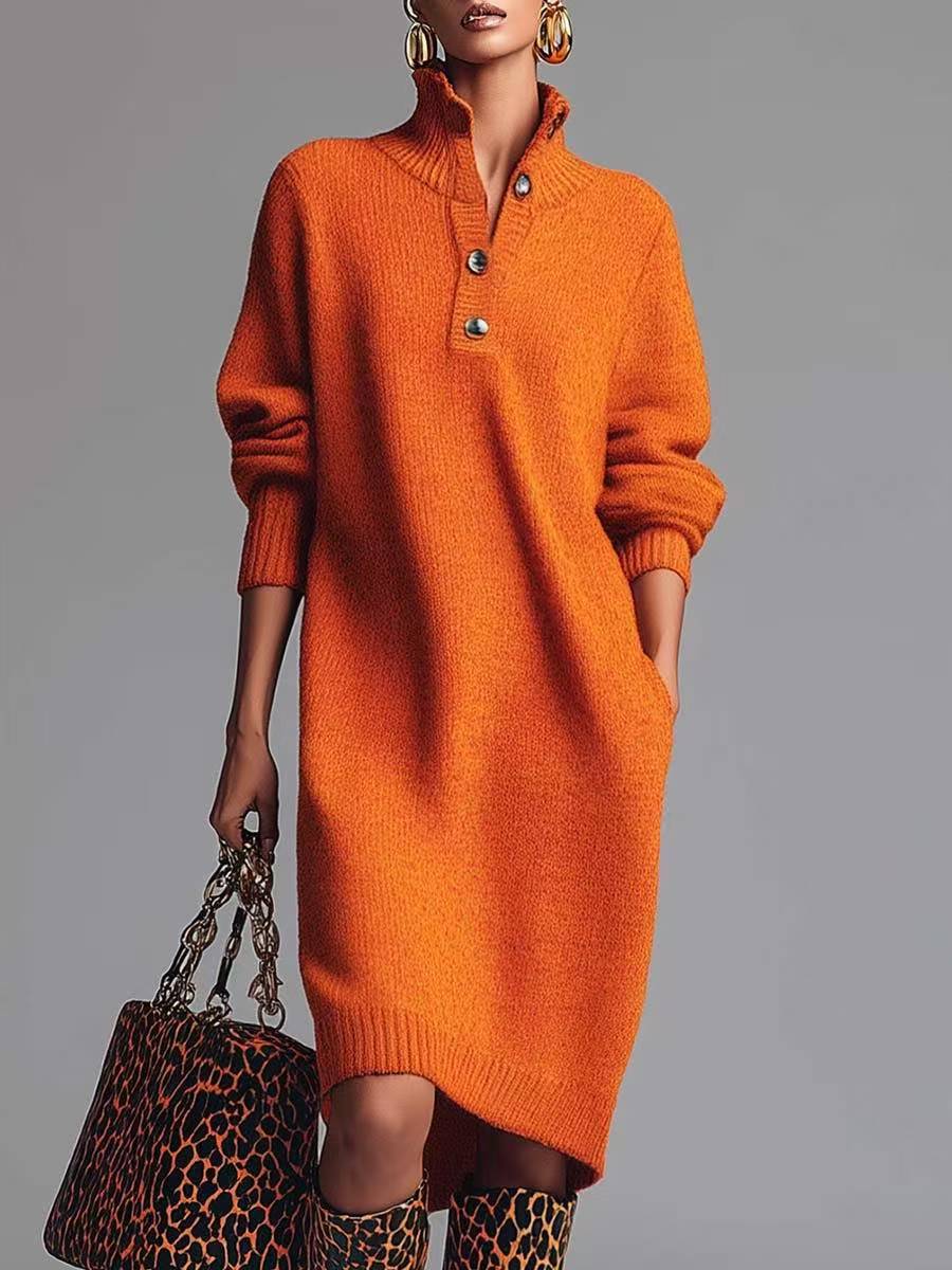 Classic Women's Turtleneck Irregular Hem Loose Sweater