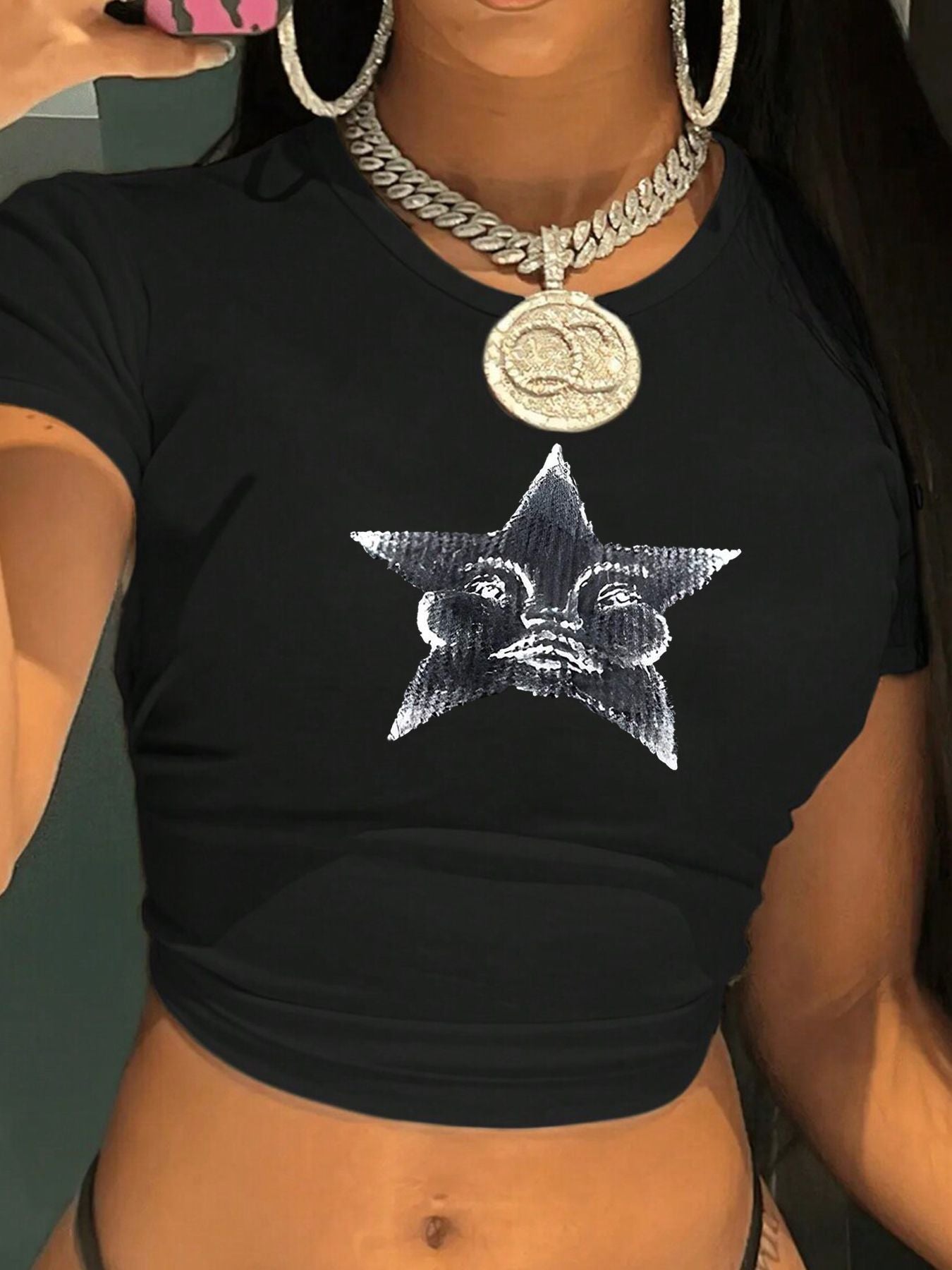 Women's Summer Sweet Spicy Printed T-shirt Personality Blouses
