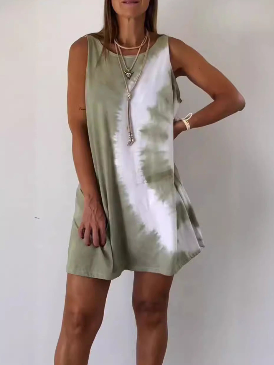 Women's Summer Fashion Sleeveless Simple Holiday Round Dresses