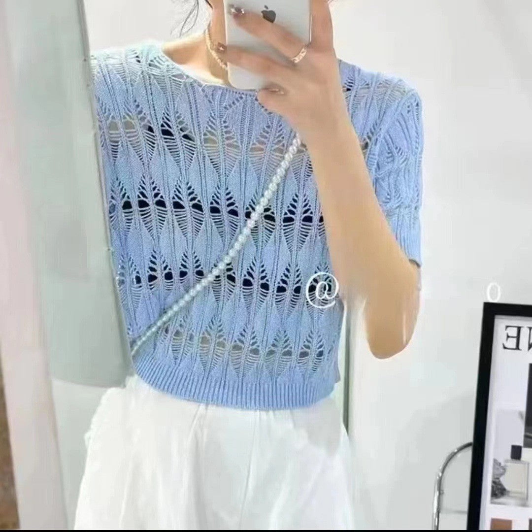 Women's Summer Thin Design Korean Style Ice Silk Elegant Sweaters