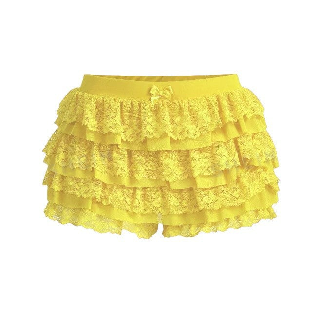 Beach Hot Ruffled Wave Solid Color Shorts