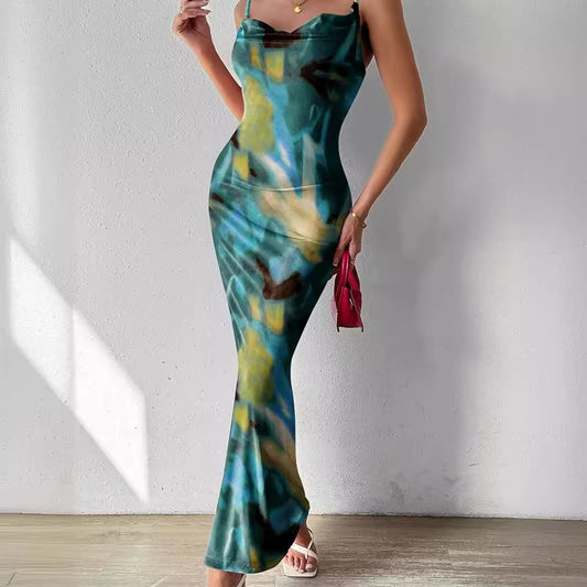 Women's Floral Spaghetti Strap Sleeveless Printing Slip Dresses