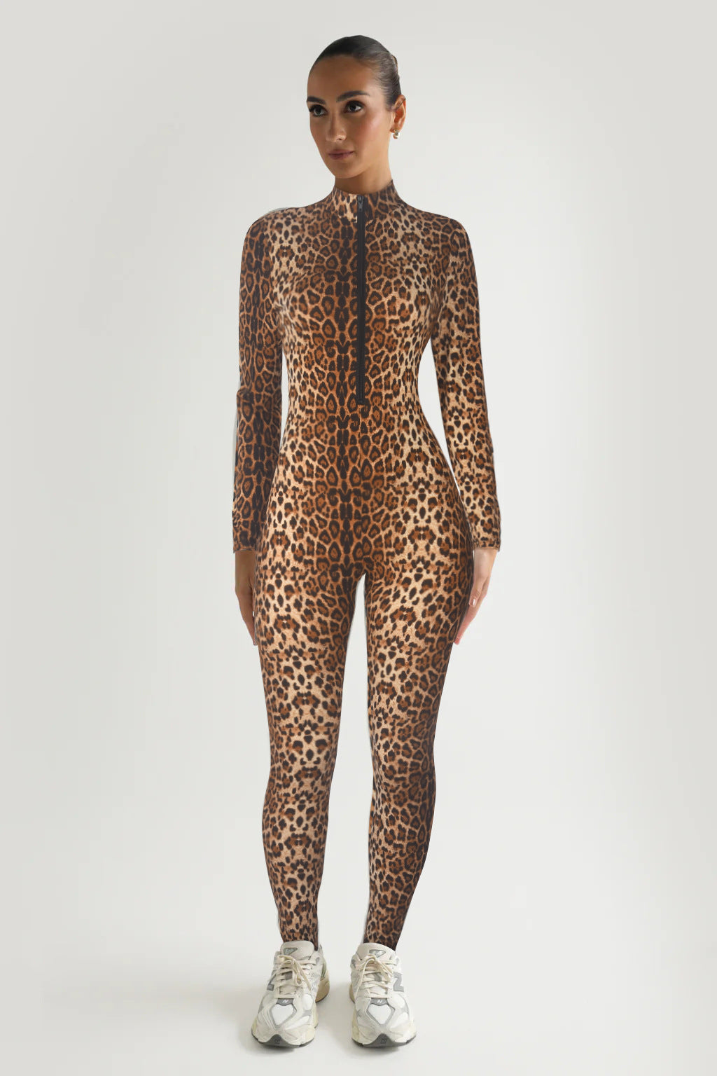 Women's Round Neck Long Sleeve Printed Fashion Jumpsuits