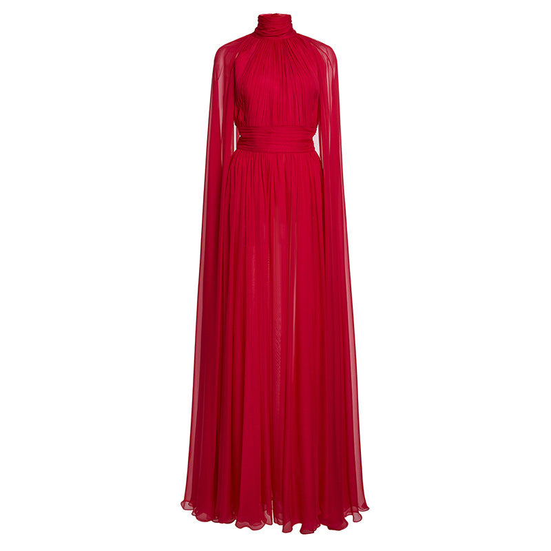 Summer Fashionable Elegant Chiffon Pleated Long Dress