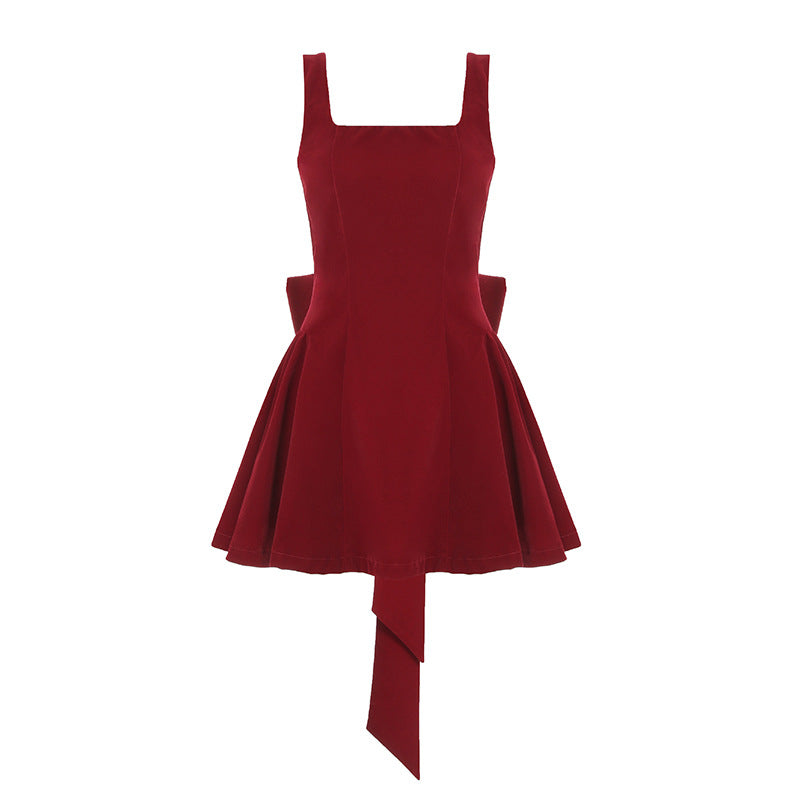 Women's Hot Sexy Red Bow Backless Camisole Sleeveless Dresses