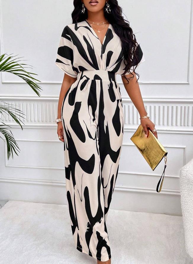 Women's Glamorous Charming Sleeve Printed Fashion Jumpsuits