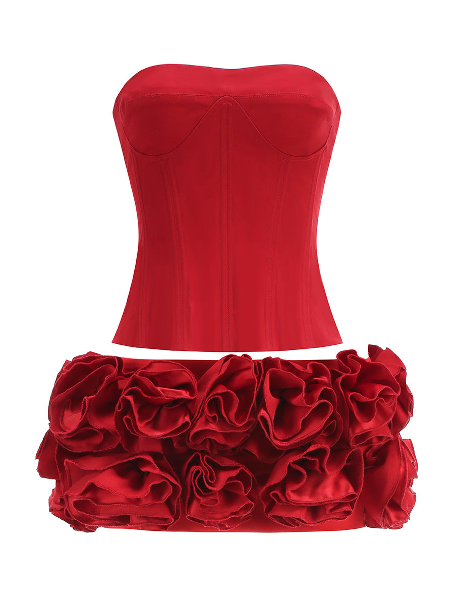 Women's Sexy Tube Dress Slim Flower Tight Tops