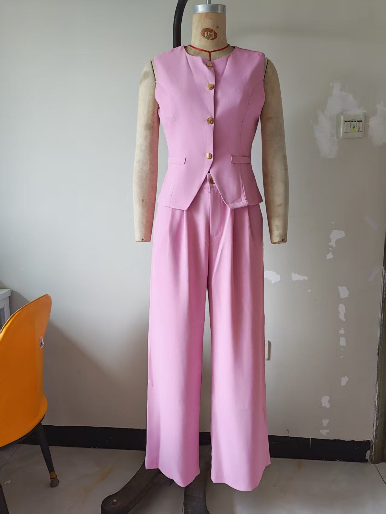Solid Color Buttons Pocket Front Row Suits