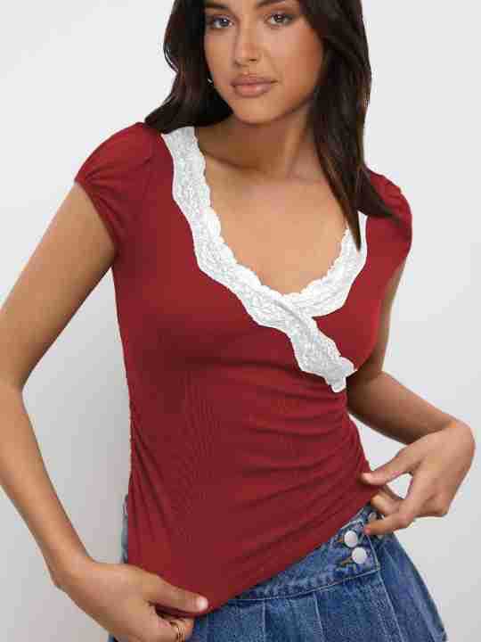 Women's Contrast Color Short-sleeved T-shirt Summer Hot Tops
