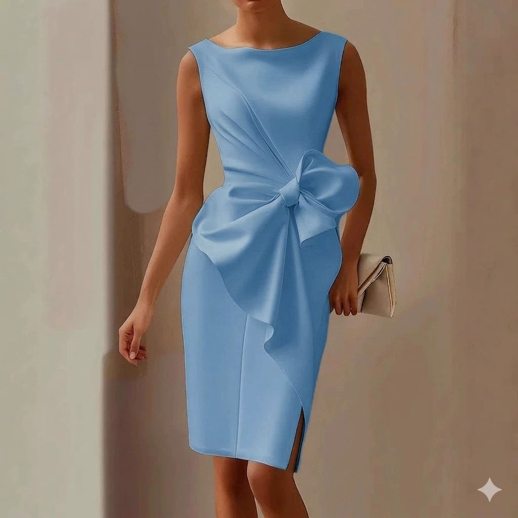 Solid Color Mid-length Sleeveless High Waist Dress