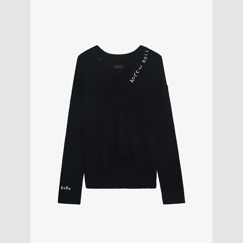 Women's French Niche Handmade Wool Embroidered Cashmere Sweaters