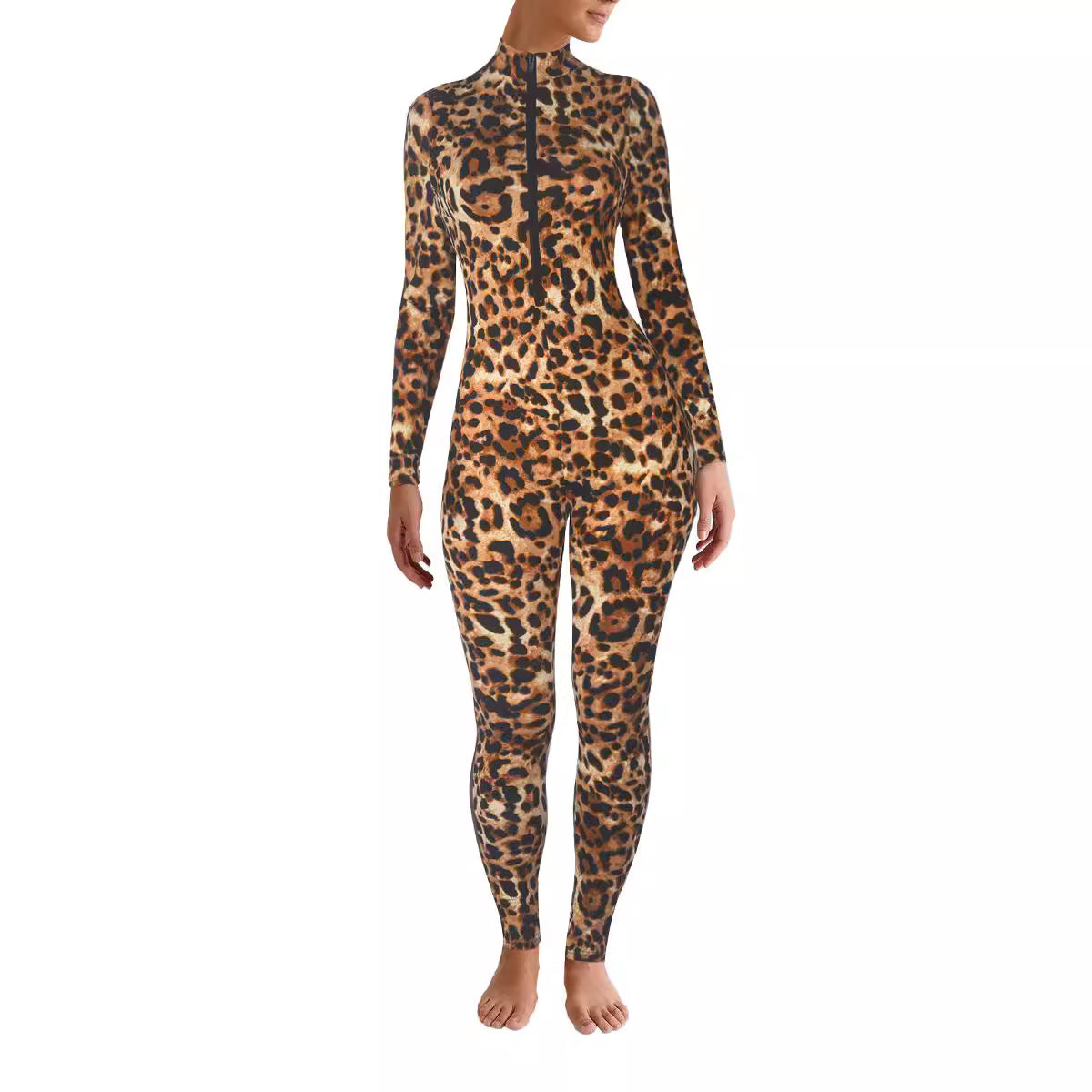 Women's Round Neck Long Sleeve Printed Fashion Jumpsuits