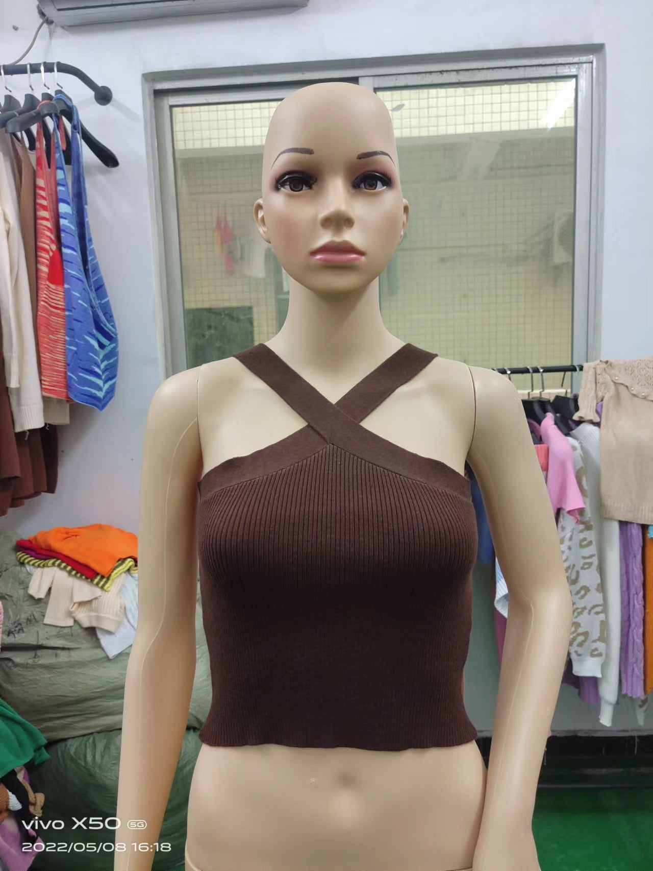 Women's Knitted Camisole Backless Skinny Slimming Bandage Tops