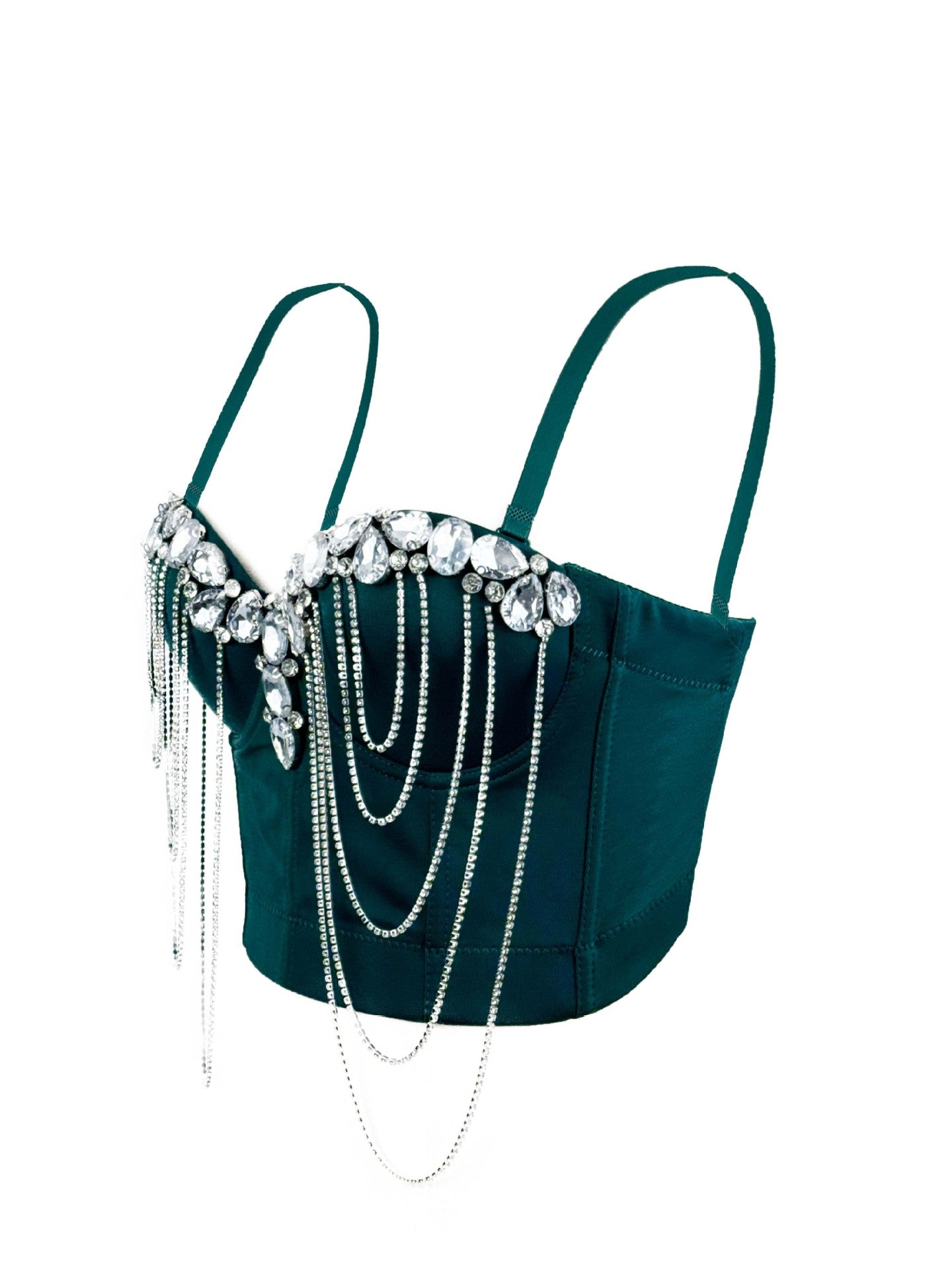 White Chain Diamond Sexy Bra Design Sense Tops