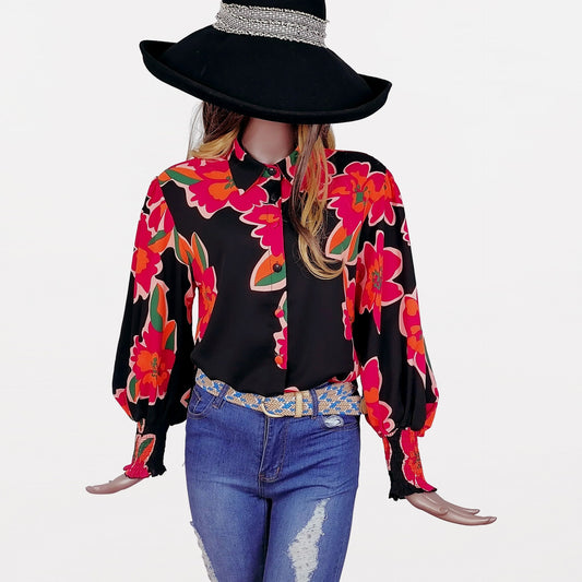 Popular Cool Classy Long Sleeve Printed Blouses