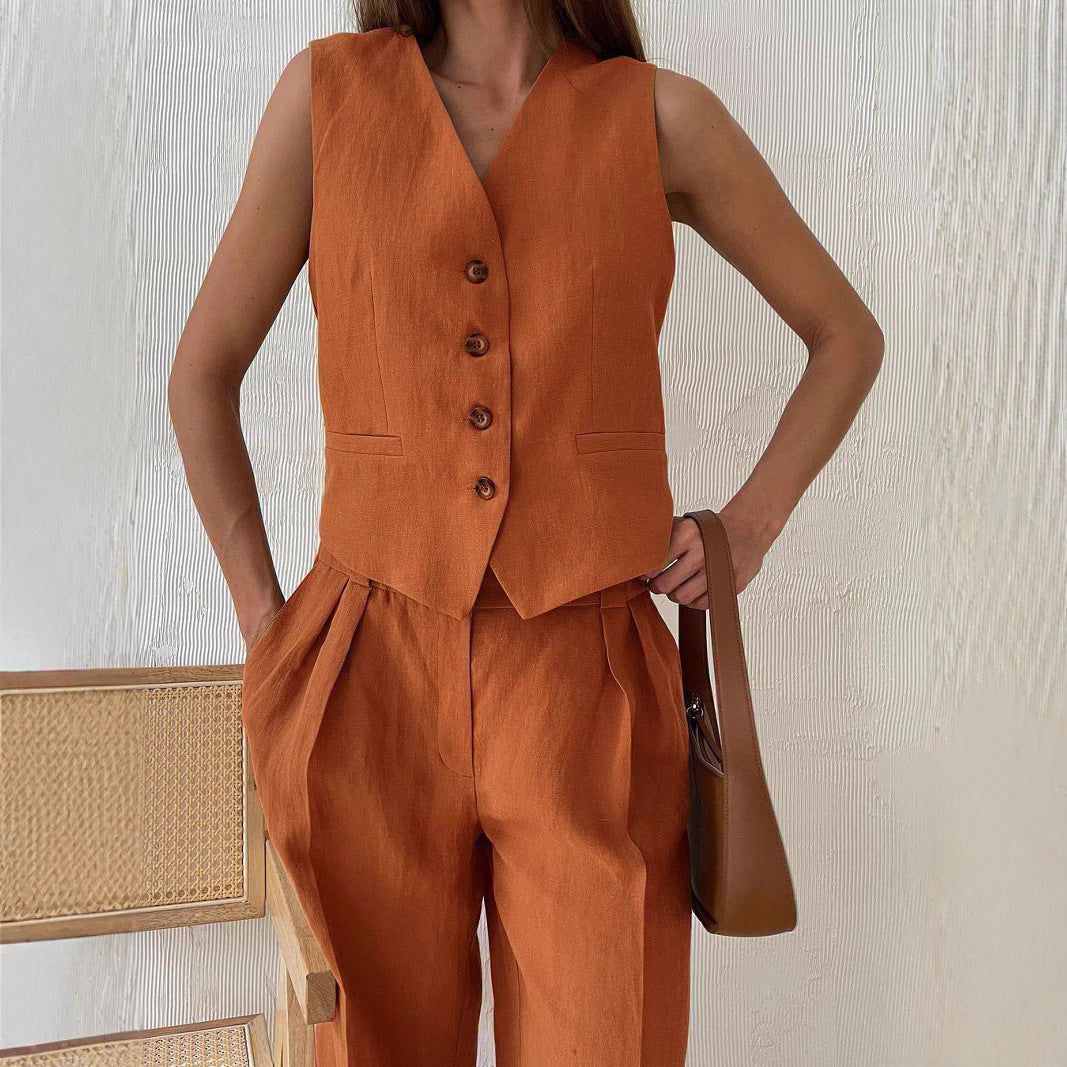 Women's Popular Casual Two-piece Fashion Sleeveless Suits