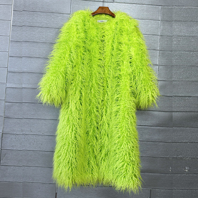 Imitation Tan Wool Extended Furry Color Coats