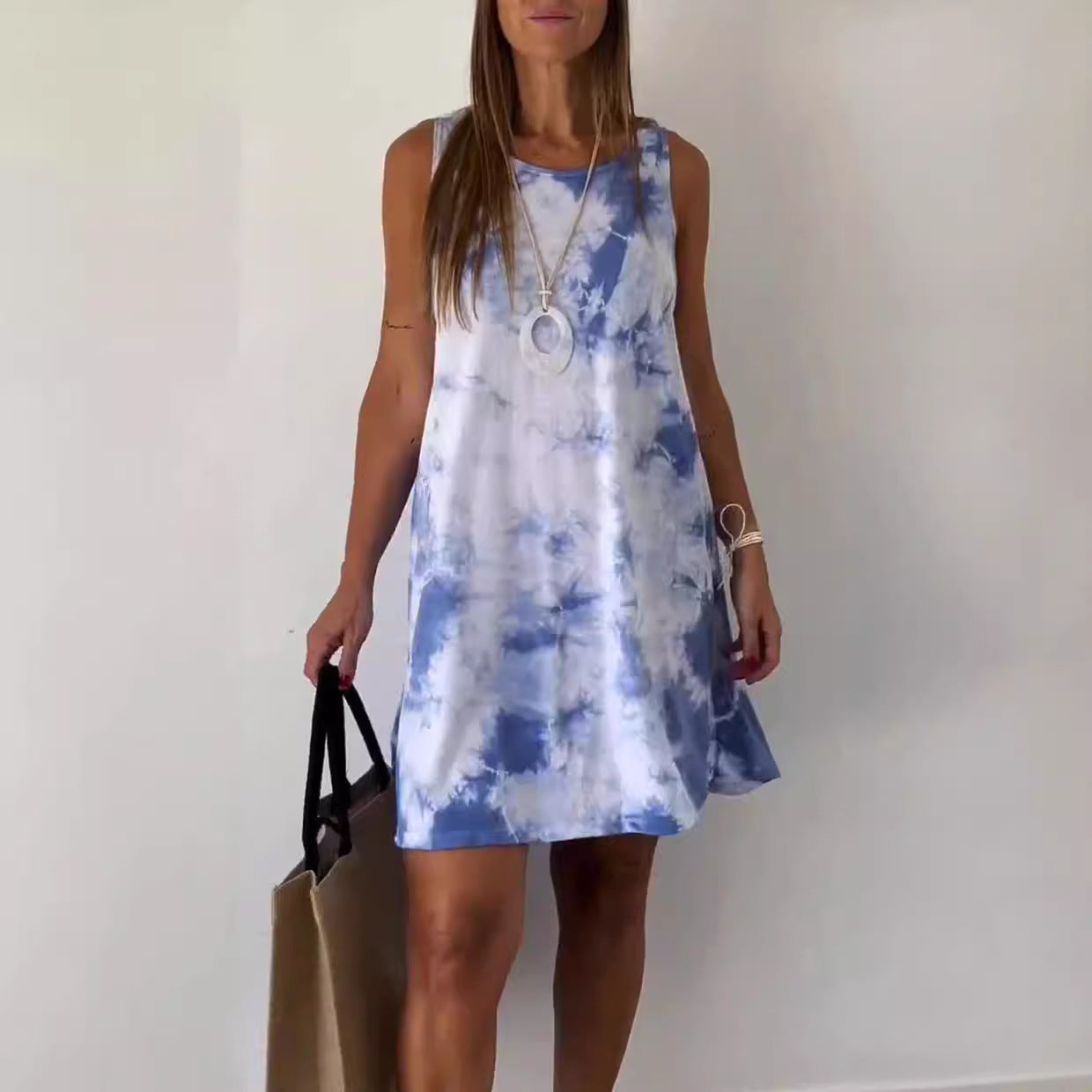 Women's Summer Fashion Sleeveless Simple Holiday Round Dresses