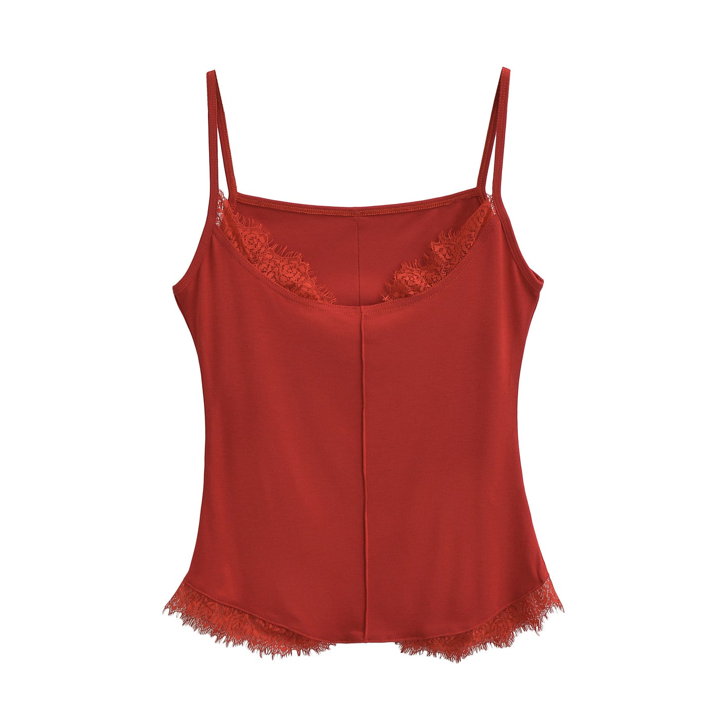 Women's Slim Lace Edge Round Neck Camisole Tops