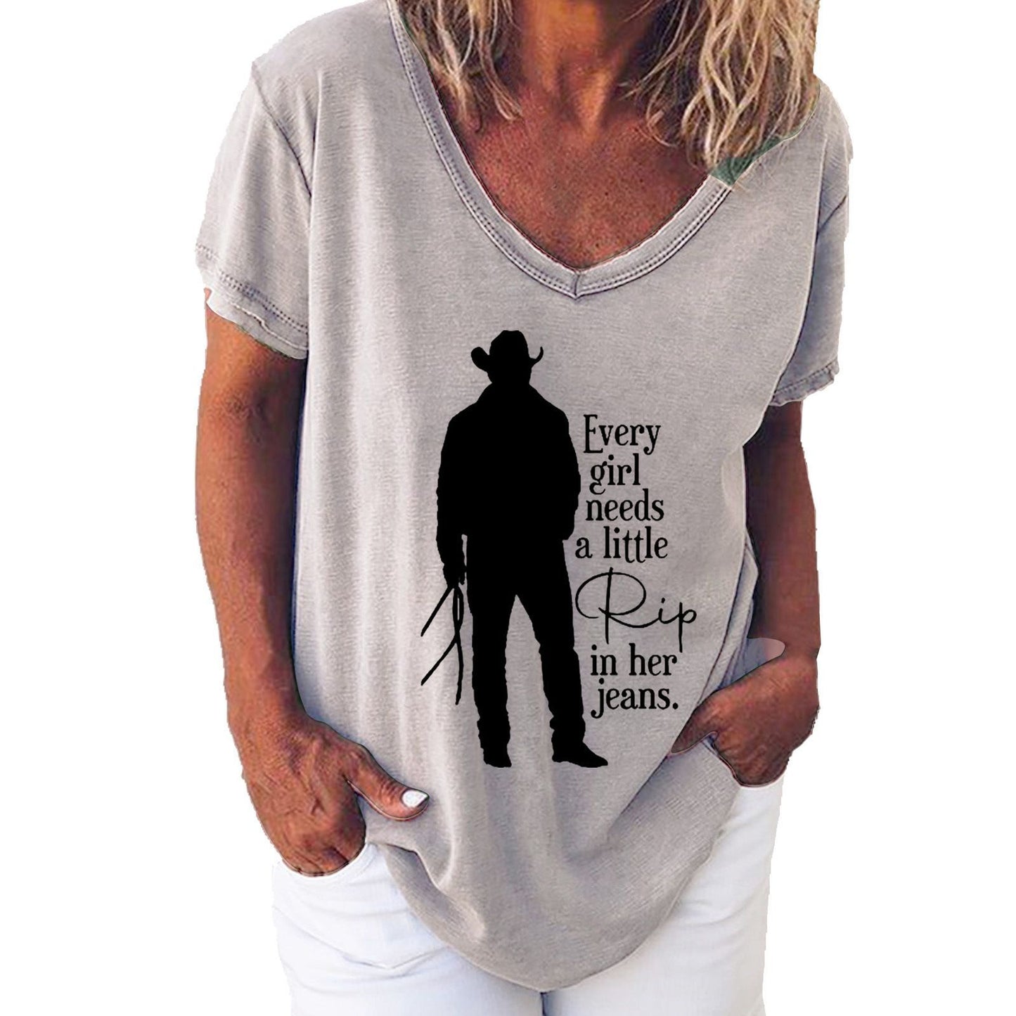 Women's Summer Creative Printing Collar Patchwork Short-sleeved Tops