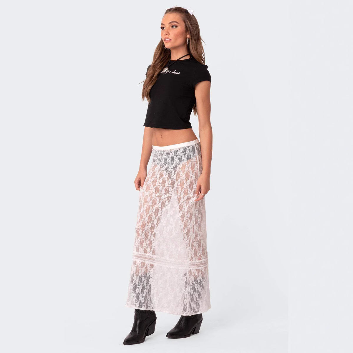 Women's Sexy Trend Cutout Lace Stitching Half-length Skirts