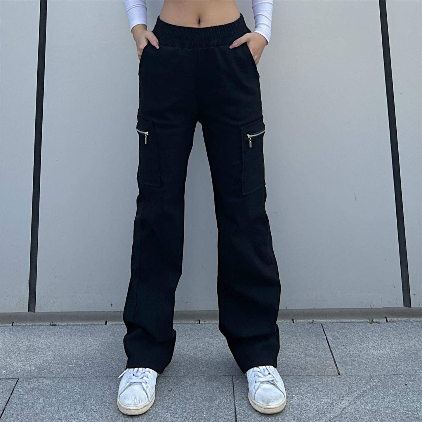 Women's Trendy Cargo Pocket Zipper Trousers Loose Pants