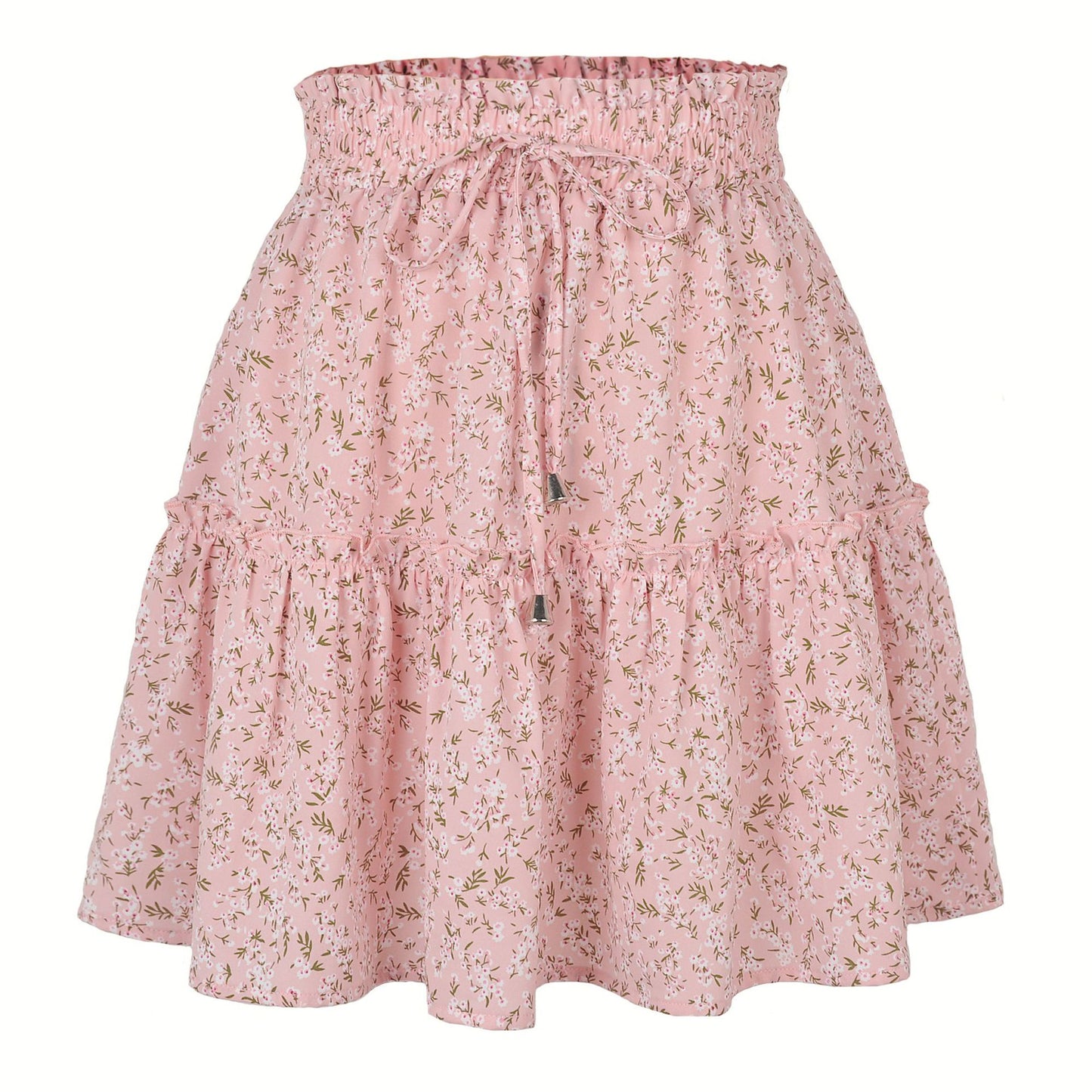 Women's Summer High Waist Ruffles Floral Printing Skirts