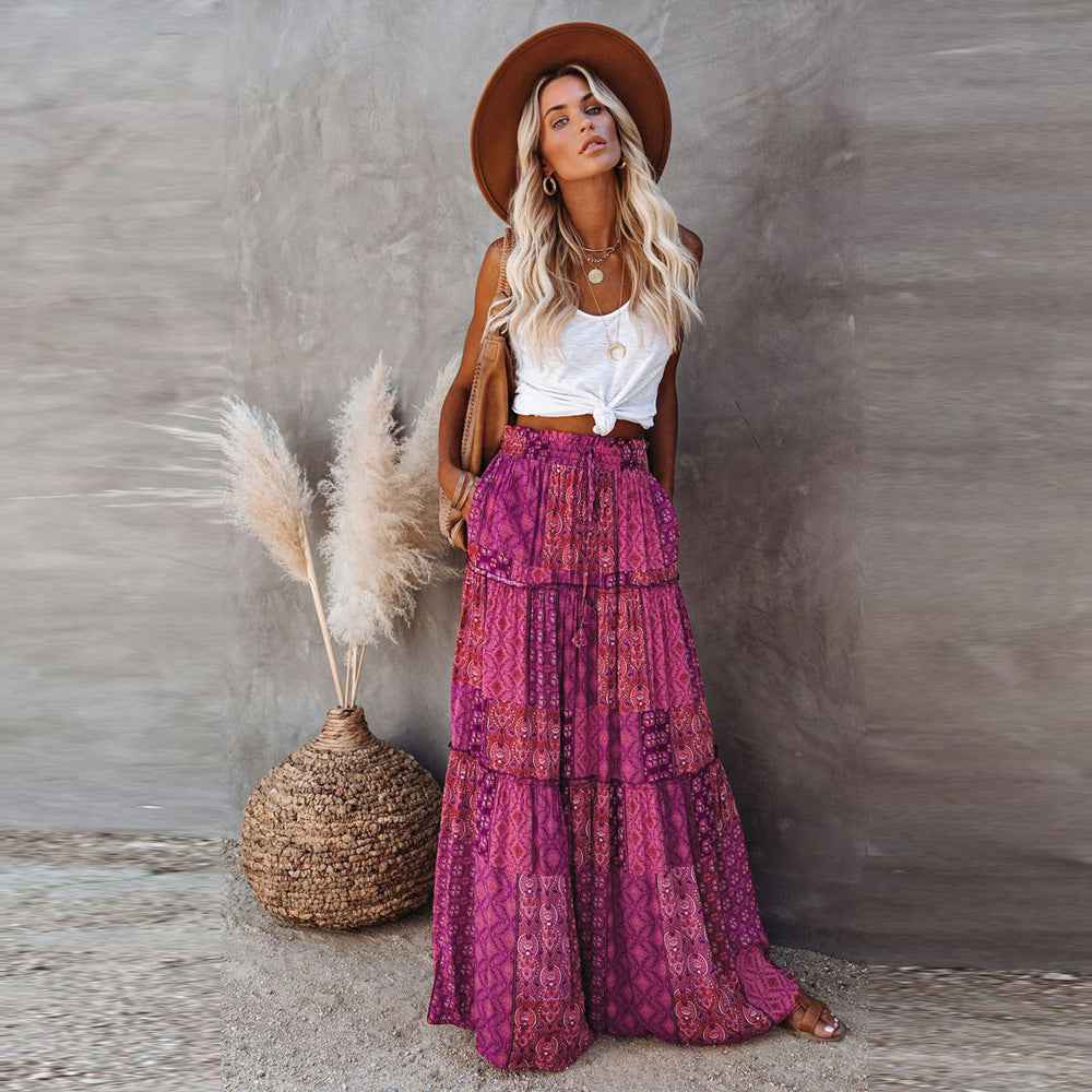 Bohemian Style Loose Casual High Waist Skirts