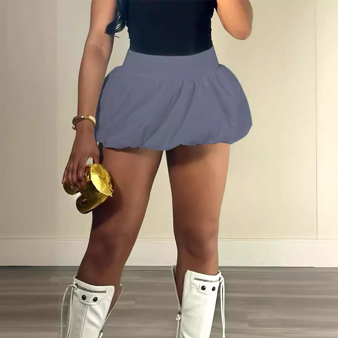 Women's Fashion Elastic Waist Multicolor Pleated Skirts