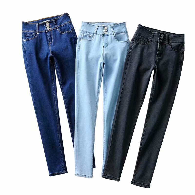 Women's Autumn High Waist Navel Slim Fit Jeans