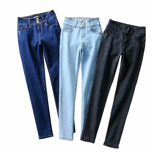 Women's Autumn High Waist Navel Slim Fit Jeans