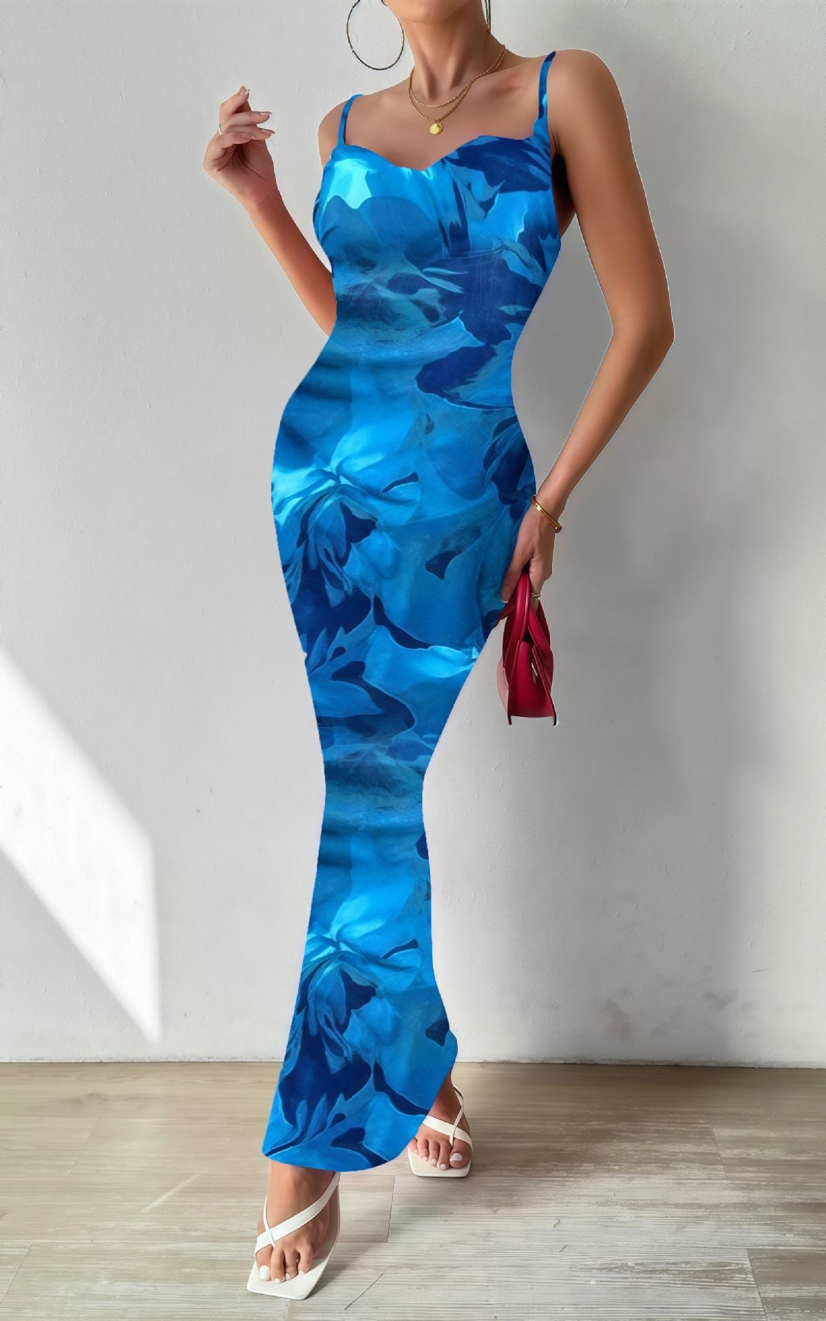 Women's Floral Spaghetti Strap Sleeveless Printing Slip Dresses