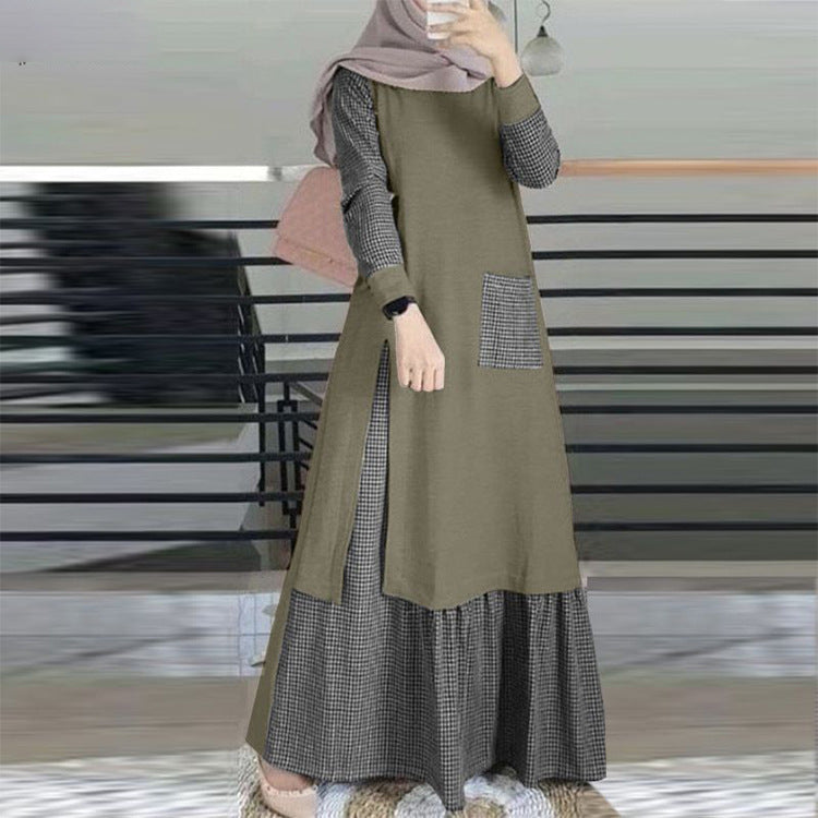 Women's Polyester Pullover Long Sleeve Round Neck Dresses